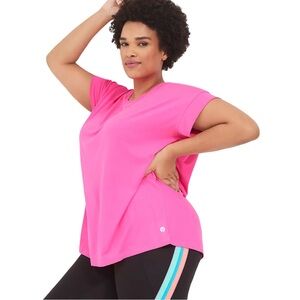 Livi Active Bright Pink V-Neck Short Sleeve Tee